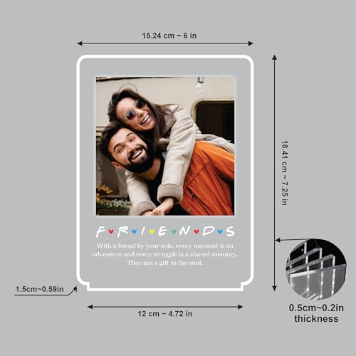 Image of Giftplease Customized LED Light Photo Frame for Friends | Personalized Lamp with Friendship Quote | Best Friend Gift for Birthday, Farewell, Friendship Day | Tabletop Frame 6x7.25 Inch FR 01