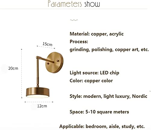Linterna de pared interior LED de cobre para iluminación ajustable en salón 7