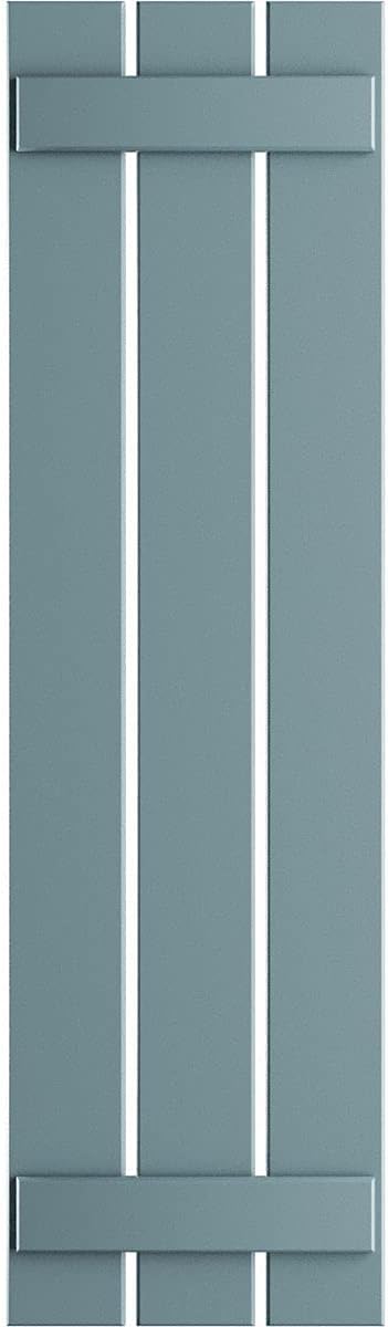 17 1/8"W x 37"H True Fit PVC Three Board Spaced Board-n-Batten Shutters, Peaceful Blue (Per Pair - Hardware Not Included)