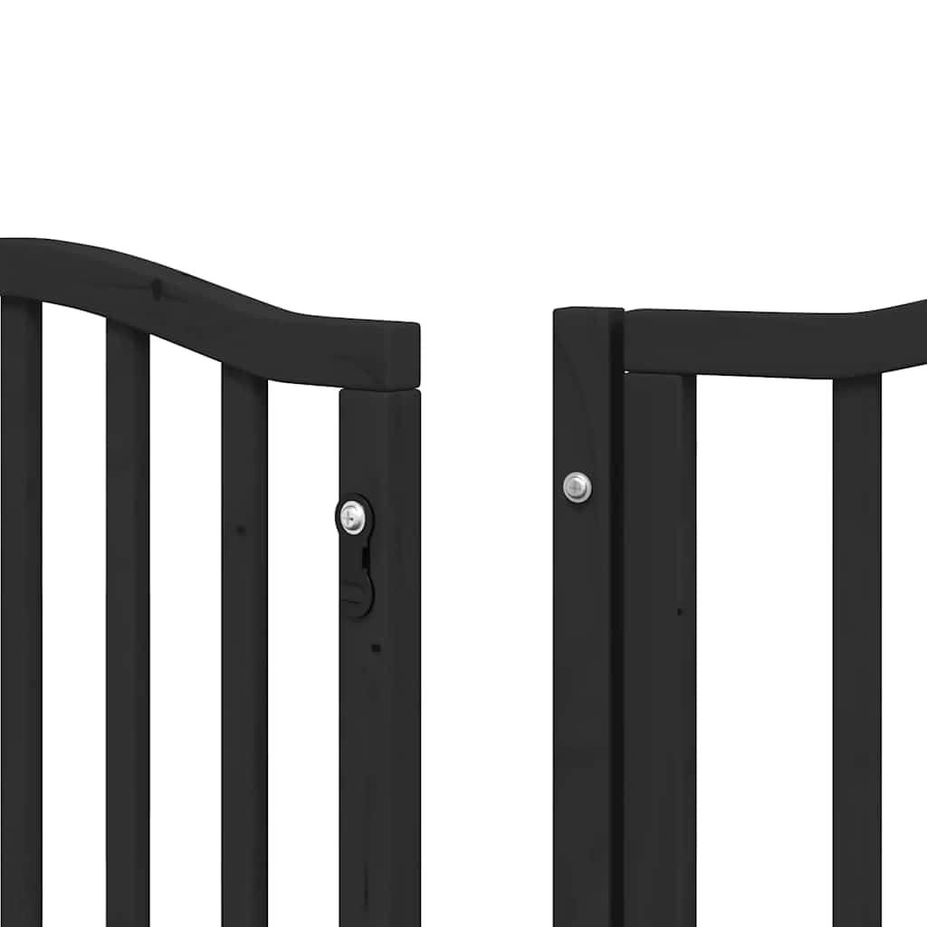 vidaXL Puerta de Perros Plegable 12 Paneles Madera álamo Negra 600 cm, Puerta para Mascotas, Puerta de Seguridad para Perros, Puerta para Perros de Seguridad