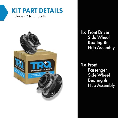Image of TRQ 2 Piece Front Wheel Bearing & Hub Assembly Set Compatible with 2001-2009 Volvo S60 1999-2006 S80 2001-2007 V70 2003-2007 XC70