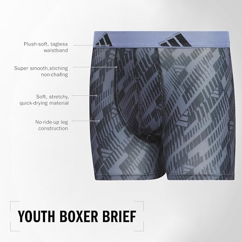 Image of adidas youth Performance Microfiber Boxer Briefs (4-pack Or 3-pack) Kids Graphic Underwear