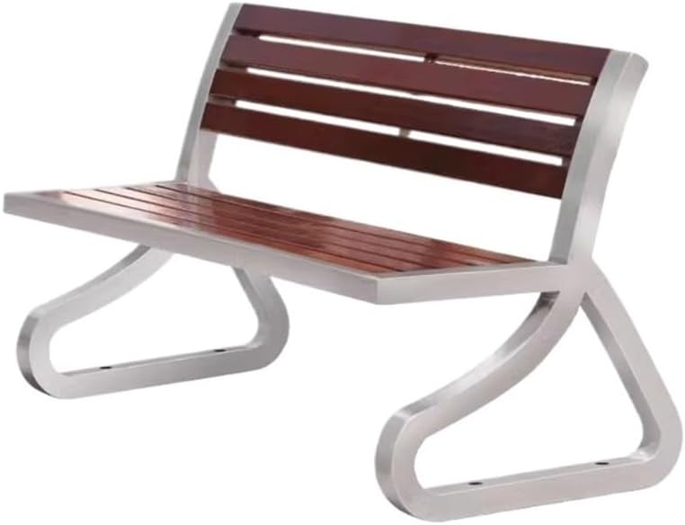 Outdoor Bench, Stainless Steel Park Bench, Outdoor Wooden Seat for Garden, Patio, Yard Garden Bench(120cm)