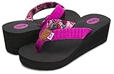 Floopi High Heel Wedge Sandals for Women-Comfort Yoga Mat Footbed for Support, Flip Flop Thong Platforms for Summer, Purple, 11