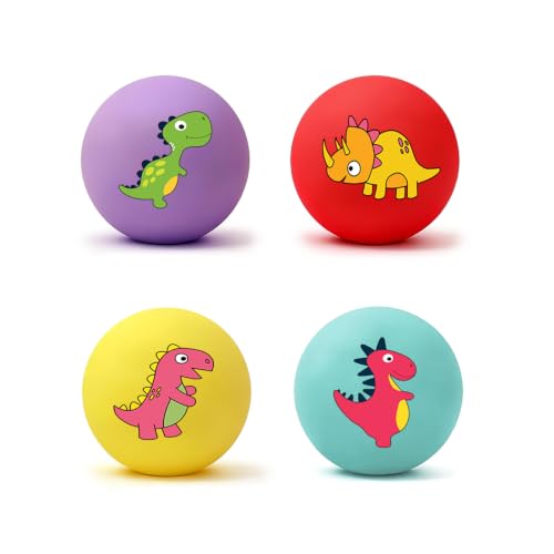 Bestwist Lot de 4 balles couinantes en latex naturel pour petits chiens et chiots jusqu'à 9 kg - Doux pour les dents - 5 cm - 4 couleurs : rouge, jaune, violet, bleu