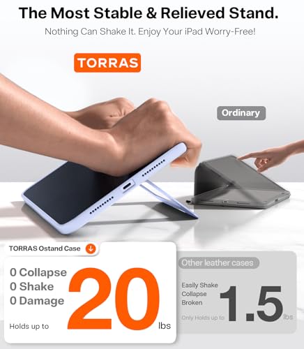 TORRAS Ostand K1 Guardian for iPad Air 11 inch Case M4/M3/M2 (2026/2025/2024), Ultra Stable Stand, Multiple Adjustable Viewing Angles, Slim Protective Kickstand Cover with Pencil Holder, Purple — view 5