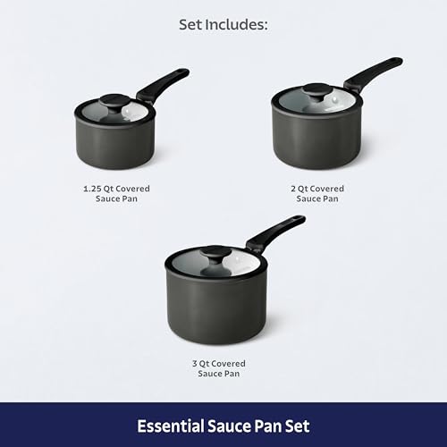 Image of Tramontina Ceramic Non Stick 6-Piece Nesting Sauce Pan Set - Dark Gray