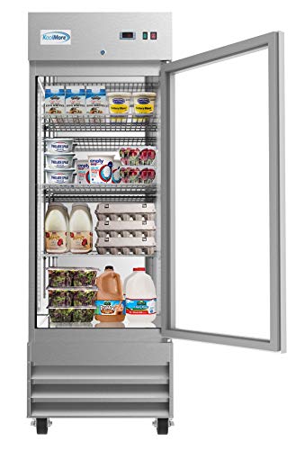 Koolmore - Rir-1D-Gd 29" Stainless Steel 1 Glass Door Commercial Reach-In Refrigerator Cooler - 23 Cu. Ft #TOP5
