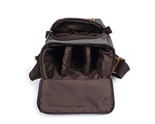 Peacechaos Waterproof Camera Bag/Case, Vintage Canvase Leather Trim Dslr Slr Camera Shoulder Messenger Sling Bag For For Nikon, Canon, Sony, Pentax, Olympus Panasonic, Samsung & Many More #TOP2