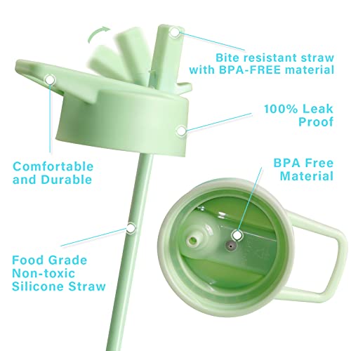 Stacegeele Insulated Vacuum Water Bottle For Kids With Straw Lid Stainless Steel Flask Thermos For Boys And Girls Leak Proof Lightweight Eco Friendly 18Oz(550Ml),Mojito #TOP3