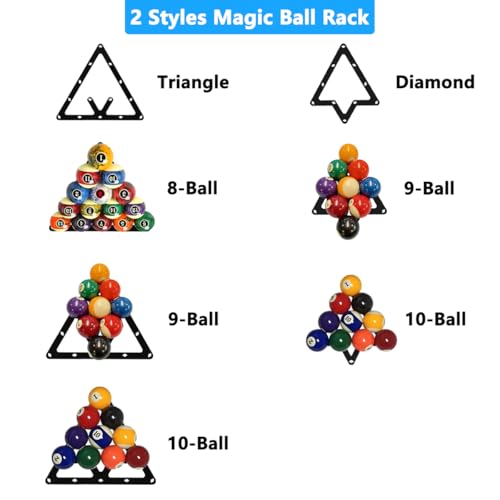 YXCCSE 6Pcs Magic Ball Rack Magic Rack Sheet, Pool Ball Rack Magic Rack Sheet Billiards Ball Rack Holder Sheet,Triangle Cue Accessorie 8, 9, and 10 Ball Combo Pack by YXCCSE - Image 2