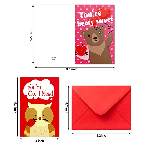 Joyin 72 Pcs Valentine's Day Animal Cards, Valentine Greeting Card With Envelopes For Hearts Day, Classroom Exchange Kids Holiday Crafting Wedding Cards, Valentines Party Favor, 6 Styles #TOP6