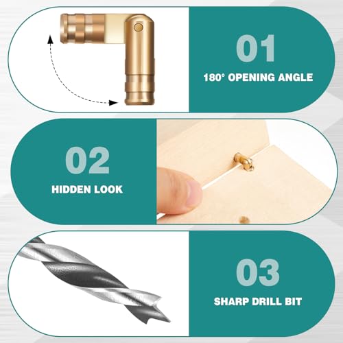 Hicarer 41 Pcs Hidden Brass Barrel Hinges with Drill Bit 40 Pcs 4 x 20 mm Invisible Barrel Hinges with 4 mm Drill Bit for DIY Jewelry Ring Box Wooden Box Hand Craft Include Screws by Hicarer - Used condition - Image 3