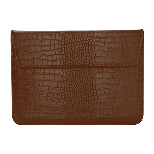 MOSISO Laptop Sleeve Compatible with MacBook Air 13 M2 A2681 M1 A2337 A2179 A1932/Pro 13 M2 M1 A2338 A2251 A2289 A2159 A1989 A1706 A1708, Crocodile Grain PU Leather Flap Style Case Bag, Brown