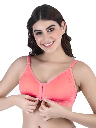 Image of BODYSIZE Cotton Front Open Bra for Women Daily Use | Non-Padded, Non-Wired | Sweat Absorbent Seamless Bra | Full Coverage Regular Wear | Twin Hook Adjuster (Cup Size: B)