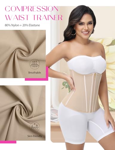 Image of SHAPSHE Waist Trainer for Women Tummy Control Workout Waist Cincher Corset Shapewear Postpartum Body Shaper with Zipper Hook