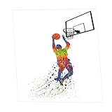 POPETPOP Wandsticker Basketball Wasserfarben Sportmotive Selbstklebend Abziehbar für Wohnzimmer Schlafzimmer Home Decor Wandtattoo Sport Wallpaper Hintergrund