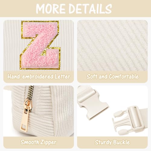 Image of Gitus Gifts for Teen Girls 10-12 12-14 14-16 16-18 Birthday Gifts for Girls Women Sister Teacher Initial Belt Bag Fanny Pack Crossbody Bags for Teen Girl Gifts Trendy Stuff Travel Essentials (Ivory-Z)