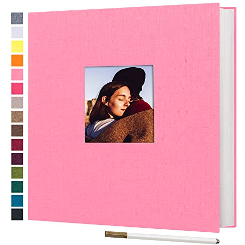 potricher Large Photo Album Self Adhesive 4x6 5x7 8x10 Pictures Linen Cover 40 Blank Pages Magnetic DIY Scrapbook Albums with A Metallic Pen (Pink) -  YX-1