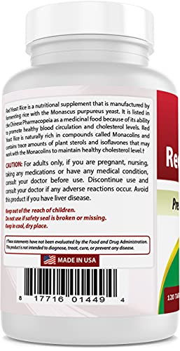 Best Naturals Red Yeast Rice Cholesterol Support 1200 Mg (Non-Gmo) 120 Tablets #TOP5