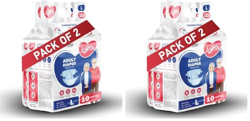 Image of JOYFIX Adult Diapers | Tape Style | Waist Size 96-137 cm (38 inch-54 inch) | Large | Pack of 4 | Odour lock | Anti-Bacterial Absorbent - L (20 Pieces)