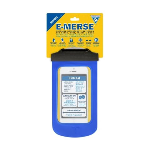 Seattle Sports E-Merse Waterproof Submersible Phone Pouch Protective Case, Submersible to 10 feet, Ultra Clear Responsive Touch Screen, Original Blue Cover