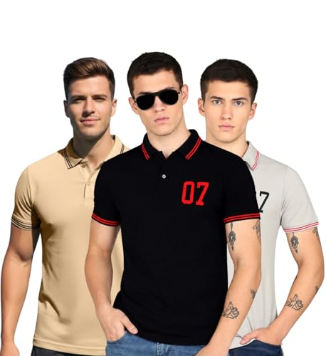 Image of INKKR Men's Soild Collar Neck Half Sleeve Polo T-Shirt Combo