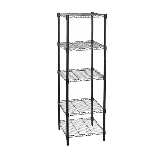 Hollyhome 5 Shelves Adjustable Steel Wire Shelving Rack In Small Space Or Room Corner, Metal Heavy Duty Storage Shelf, Utility Rack, Bathroom Storage Tower Kitchen Shelving, Thicken Tube, Black #TOP7