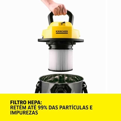 Aspirador WDL 1s Karcher 3 em 1 - Aspira Pó e Água + Função Soprador com Alcance de 7,5 metros. Potê