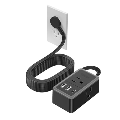 NTONPOWER Short Extension Cord 6 inch,Flat Outlet Extender with 3 AC Outlets 3 USB (1 USB-C) Mini Extension Cord Flat Wall Plug for Home Office