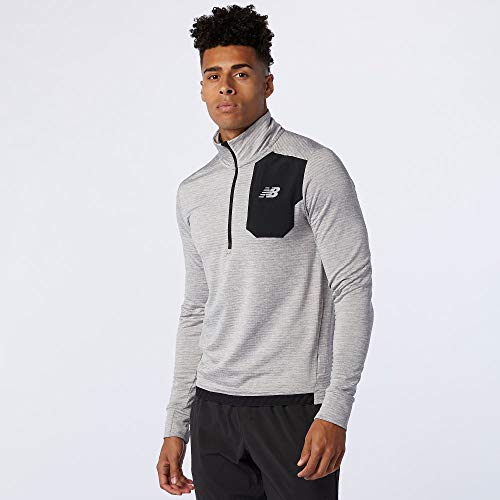 New Balance Men's Nb Heat Grid Half Zip, Athletic Grey , Large #TOP2