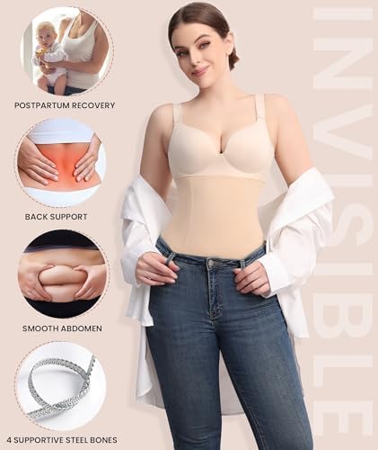 OXYSAIKO Waist Trainer Tummy Control for Women Lower Belly Fat Nude — view 3