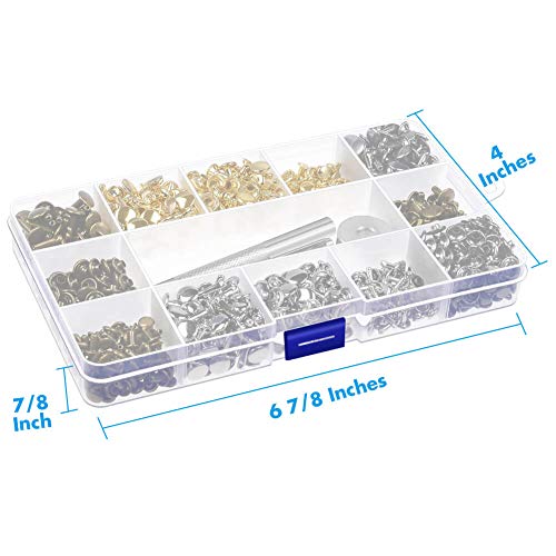 Paxcoo LR-01 480 Sets 3 Sizes Leather Rivets Double Cap Rivet Tubular Metal Studs thumb #2