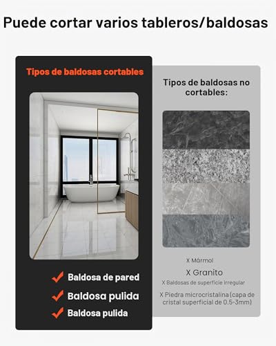 Miniatura 9 de Vevor Cortador De Azulejos 1200 Mm Cortador Manual De Azulejos Muela De Corte De Carburo De Tungsteno Posicionamiento Por Infrarrojos Pies Antideslizantes Para Instaladores Profesionales Principiantes
