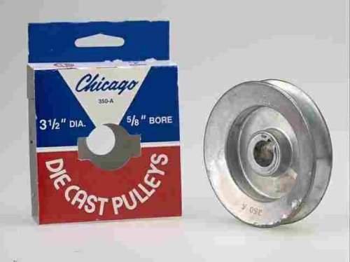 3-1/2" with 5/8" bore, with Keyway, A-Groove, Chicago Die Cast Pulley, 100% Made in The USA!