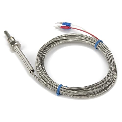 Sensor de temperatura PT100 RTD con cable trenzado de metal de 2m y rosca M8 3