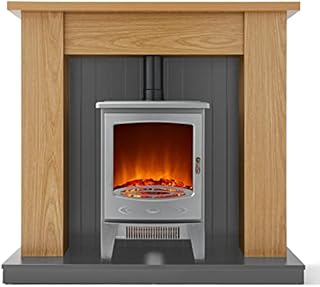 Warmlite WL45043G Cambridge Fireplace Stove Suite with Two Heat Settings and Realistic LED Flame Effect, 1850W, Grey