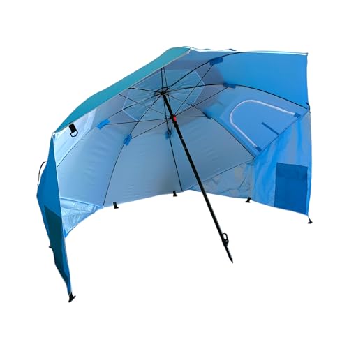 Pincho Sombrilla Playa Grande Ø220 cm, antiviento hasta 35km/h, protección UV 50, Materiales de Calidad, Sombrilla refugio con ventana, Incluye Bolsa de Transporte