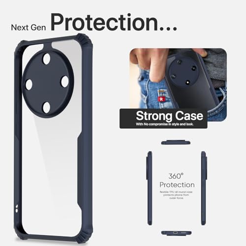 Image of Pikkme Back Cover for Honor X9b 5G | Ultra Hyrbid | Full Camera Protection | Raised Edge | Crystal Clear Transparent Bumper Case (Blue)