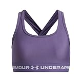Under Armour Girls' Crossback Mid-Impact Sports Bra, (520) Purple Luxe / / White, Medium