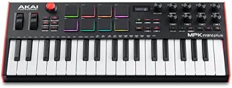 AKAI Professional MPK Mini Plus - 37 Key USB MIDI Keyboard Controller with 8 MPC Pads, Sequencer, MIDI/CV/Gate I/O, and Music Production Software, black 37 keys