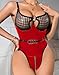 Myilewjt Faux Leather Lingerie For Women Sexy Bodysuit Snap Crotch Underwire Naughty Outfits With Zipper Red XX-Large
