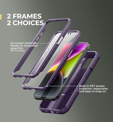 Coque iPhone 13/14 violette antichoc avec protection caméra et support