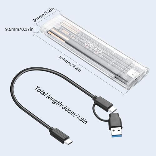 Carcasa Transparente SSD M.2 NVMe/NGFF USB-C 10Gbps miniatura 5