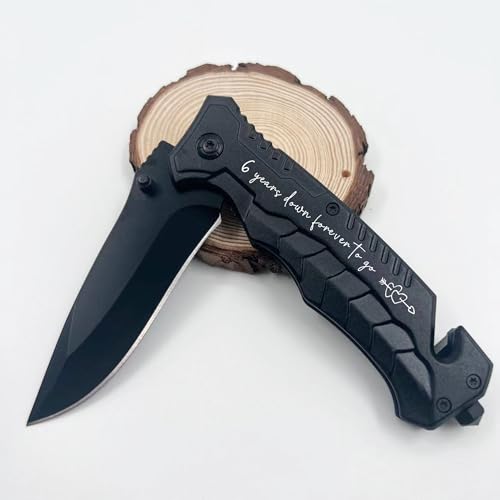 Ruyup 6 Years Anniversary Present for Him, 6th Iron Anniversary Keepsake for Husband Sixth Anniversary Marriage Gift for Men, 6 Years Down, Forever to Go