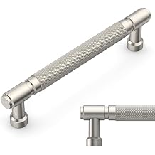 Amerdeco 10 Pack Brushed Satin Nickel knurled Cabinet Pulls 5 Inch128mm Hole Center Drawer Pulls Cabinet Hardware Kitchen Cabinet Handles for Bathroom ZH0072
