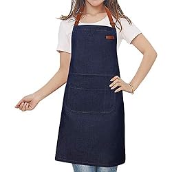 Ropa De Trabajo Para Cafeteria MaoXinTek Delantal Cocina Demin Jean de Trabajo para Hombre y Mujer Camarero, Delantales justable con Bolsillos para Herramientas para Cocinar Cocina, Jardín, Restaurante, Cafetería, Azul Vaquero