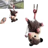 Possum Crochet Car Mirror Hanger Accessories Decor - Handmade Knitted Possum Car Pendant, Stuffed Animal Charm - Interior Hanger Ornament