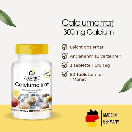 Calciumcitrat 300mg Tabletten – 90 Stück für gesunde Knochen