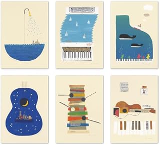 ポストカードセット 山田和明 105×150mm 絵本作家 水彩画 郵便はがき 楽器柄 動物 コレクション 日本国内印刷 (YKY-SET13)